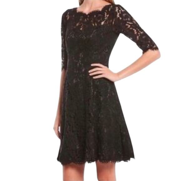 Eliza J Black Lace Sheath Dress Half Sleeves NWOT, size 8 - Picture 1 of 11